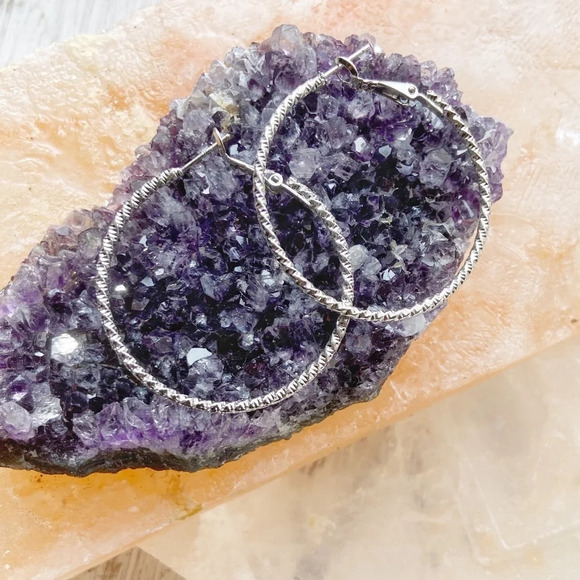 Alquimia Silver Hoop Earrings - Picture 2 of 6